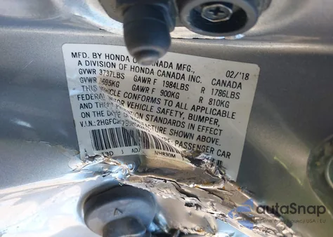 2018 Honda Civic Ex from USA, damaged, VIN 2HGFC2F79JH542472